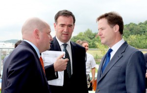 LEP Board Members Nigel Brewster and Sheffield Council Chief Executive John Mothersole with Nick Clegg to mark the launch the City Deal at Sheffield College last year