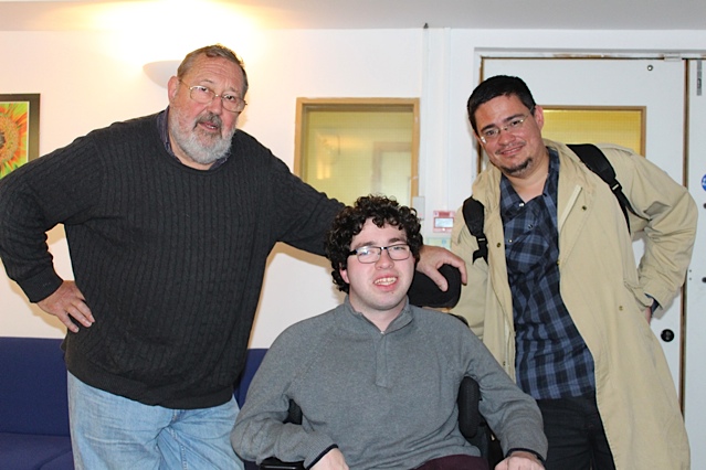 Dave Eyre and Sam Hindley of Sheffield Live's Thank Goodness It's Folk programme and guest Tiago Lucas