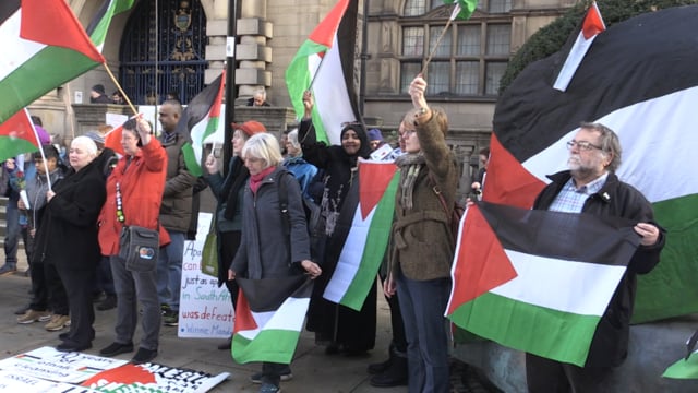 Dozens join Palestine solidarity protest