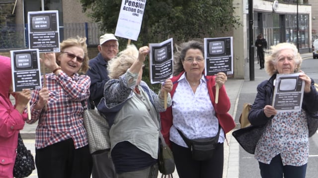 Pensioners protest TV licence fee charges